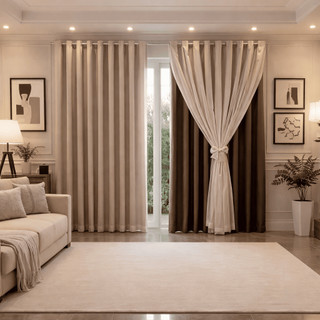 Cortina MADRI LUXO 3,00 x 2,50 c/ VOIL Branco -  Decoração Quarto, Sala, Escritório, Jane…