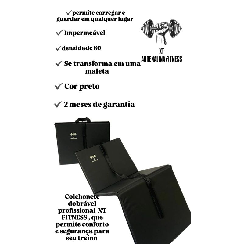 Colchonete Dobrável Maleta Fitness Profissional para Academia Yoga Abdominal Funcionais
