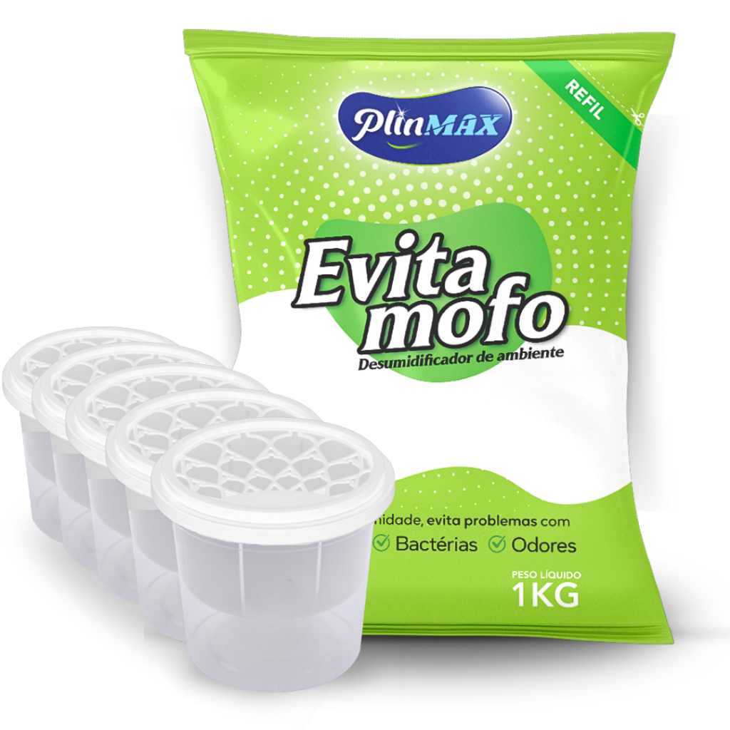 Evita mofo Antimofo em Bolinhas 1kg  + 5 Potes Desumidificadores