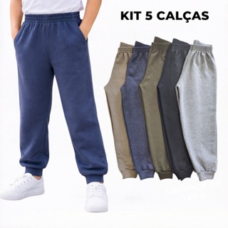 Kit 5 Calças Moletom Peluciado Menino Infantil Juvenil 1 ao 16 Cores Sortidas em Oferta na Shopee