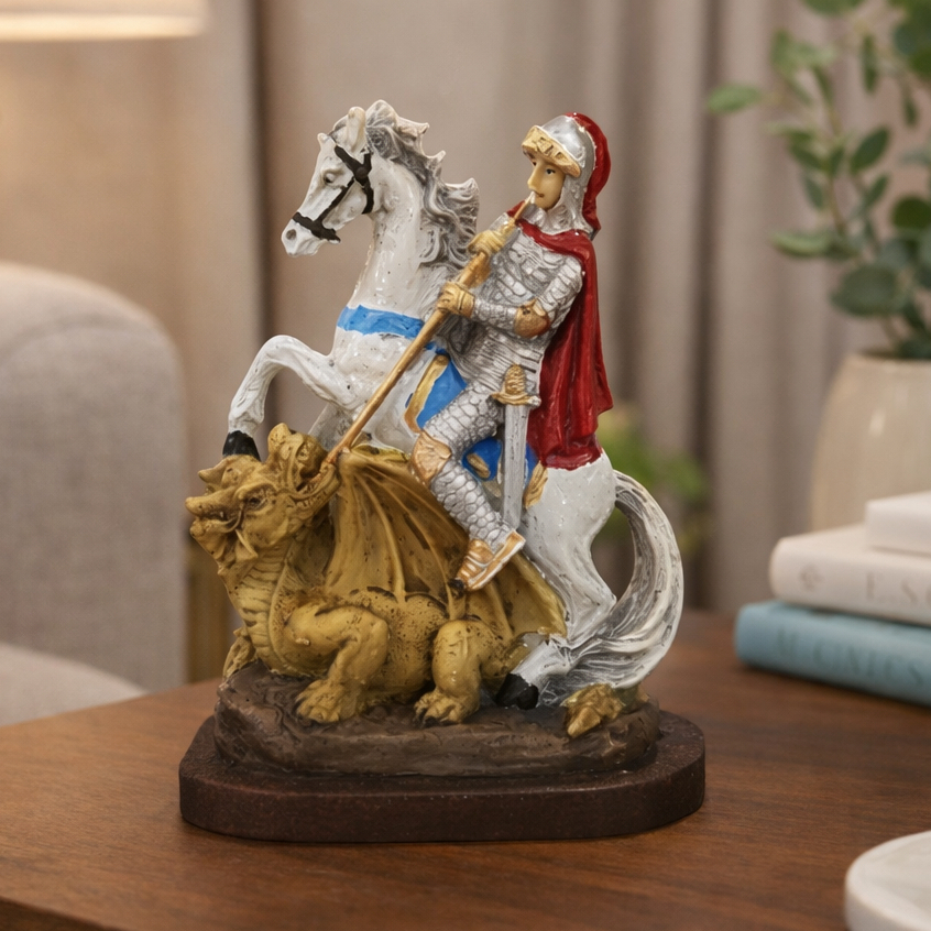 Sao Jorge No Cavalo Santo Guerreiro Enfeite Estatueta Resina