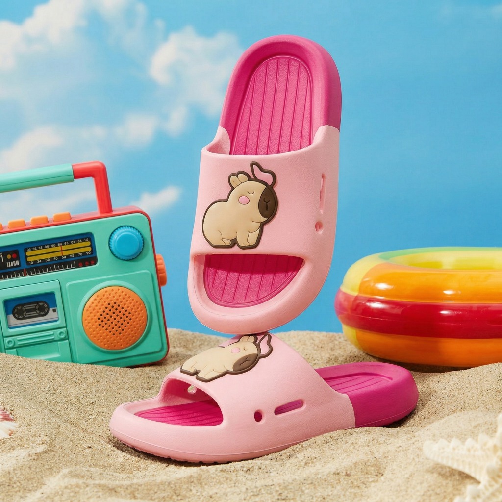 Chinelo Slide Capivara Infantil Menina Conforto e Estilo Para Passeio Escolar Dia a Dia Macio Leve