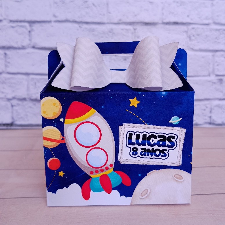 Caixa Maletinha Personalizada Astronauta Espaço Galáxia  - Caixinhas e Lembrancinhas para festa