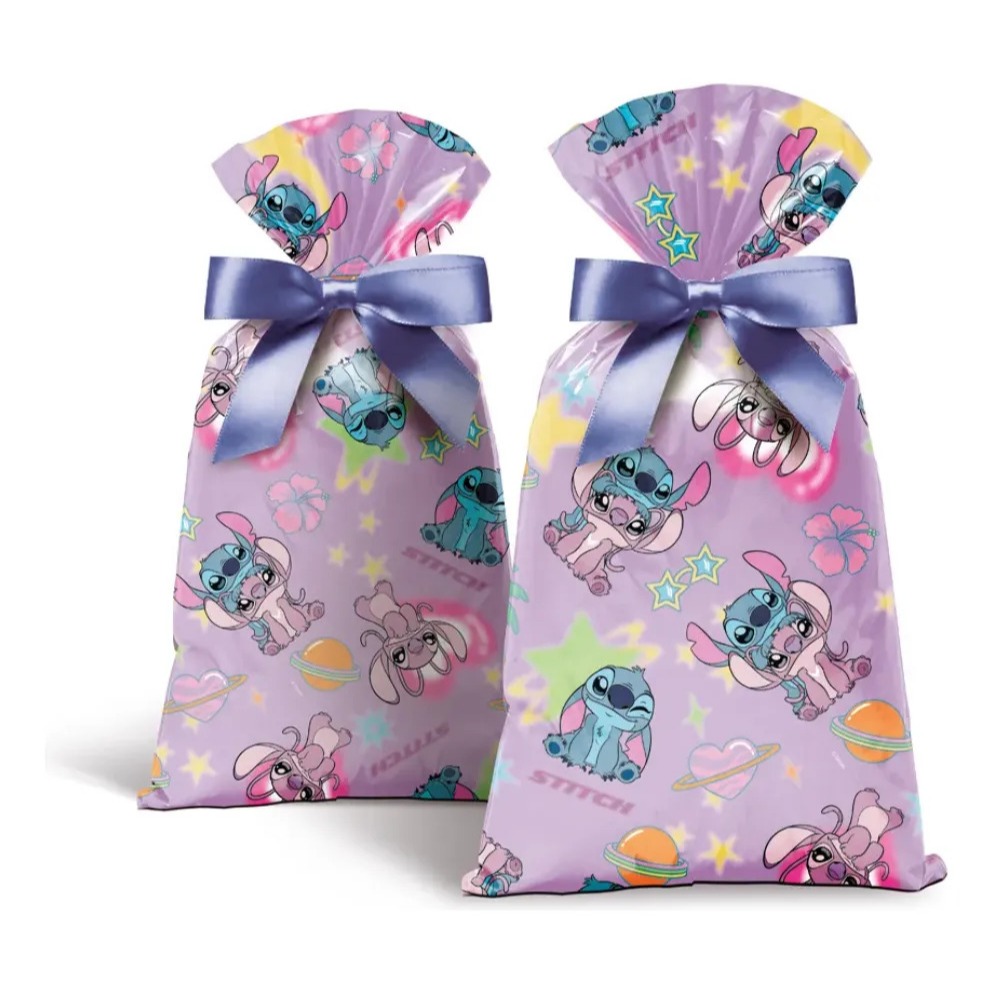 40 Unidades - Sacolinha Plástica Surpresa - Stitch e Angel Ohana - Cromus