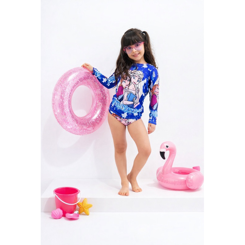 Conjunto Moda Praia Infantil UV50+ Manga Longa Proteção Solar Menina Verão Bebê