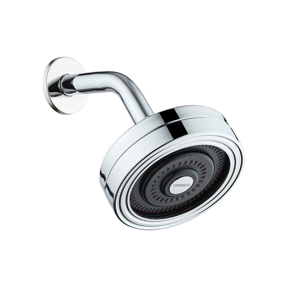 Chuveiro Autolimpante De Parede A Gas Monocomando Redondo Smart Clean Tubo Curvo Lorenzetti