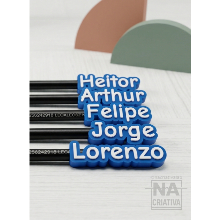 Kit 1/3/5/10 Lápis Personalizados Nome em 3D Ponteira Exclusiva Escolar Lembrancinha Infantil Organização