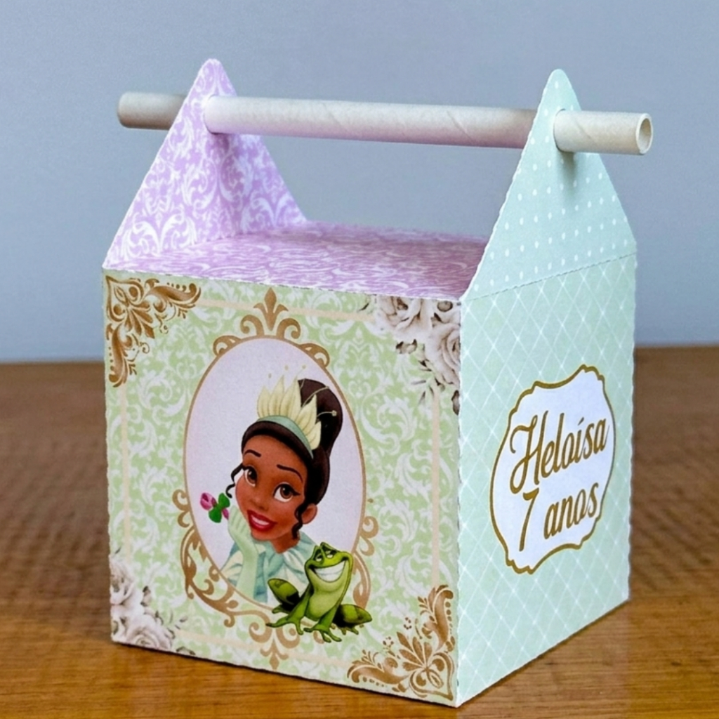 Kit com 10 ou 20 unidades Caixa Canudo personalizado nome para Lembrancinha Princesa Tiana