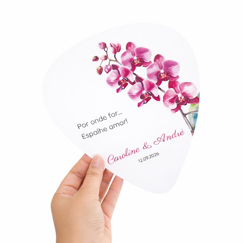 Leque casamento ventarola casamento personalizada casamento fucsia pink rosa orquidea