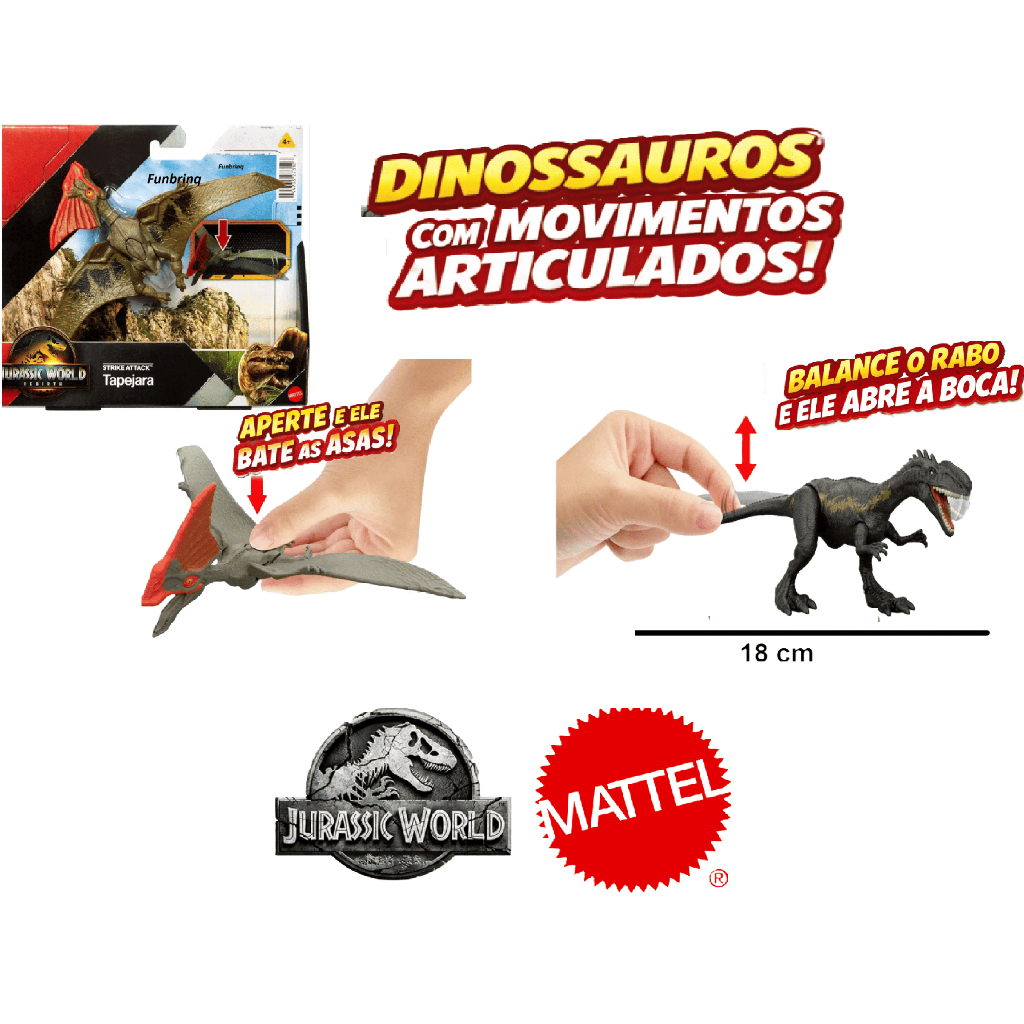 Dinossauro Jurassic World Survival 20 CM com Movimentos Articulados Mattel JGB77