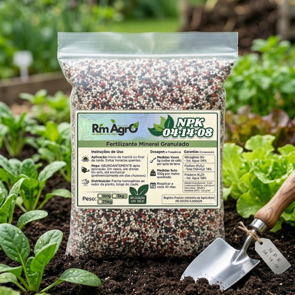 Adubo Mineral NPK 04 14 08 Granulado 5kg Uso em Jardinagem e Cultivo
