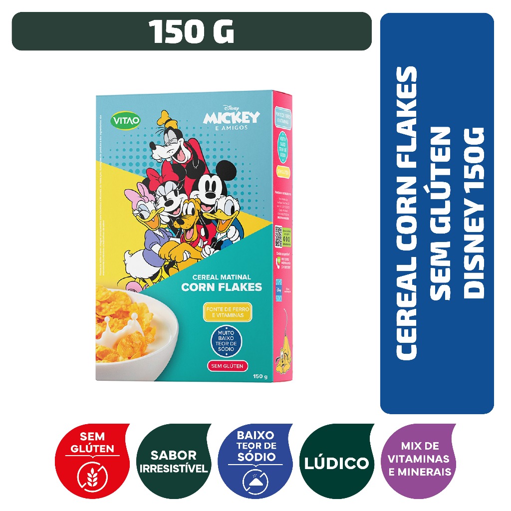 Cereal Corn Flakes Sem Glúten Disney 150 g