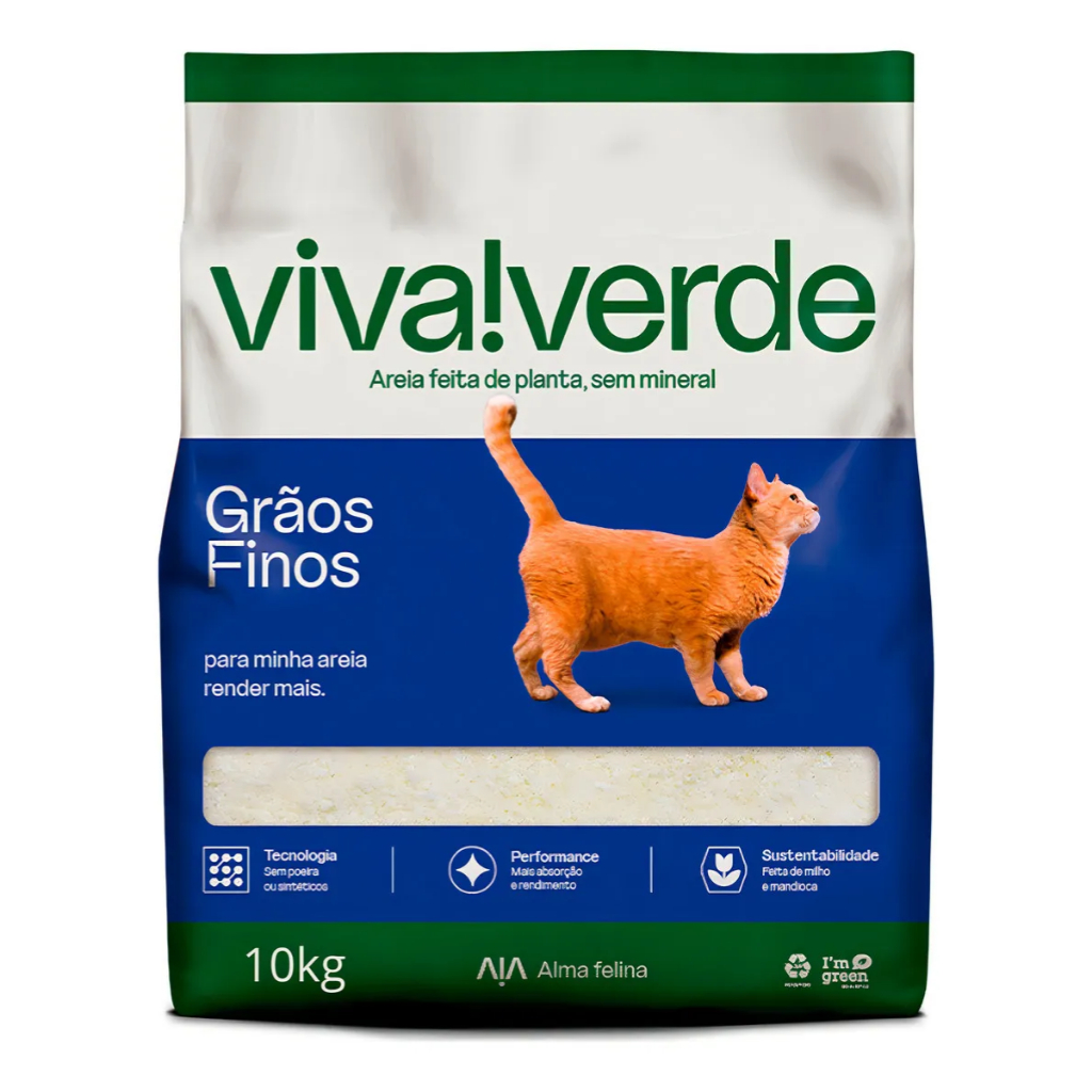 Areia Viva Verde 4kg Grãos Finos Biodegradável Para Gatos