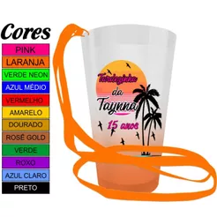 15 Copos ECOLOGICOS Personalizados Com Cordinha - Capacidade de 500ml