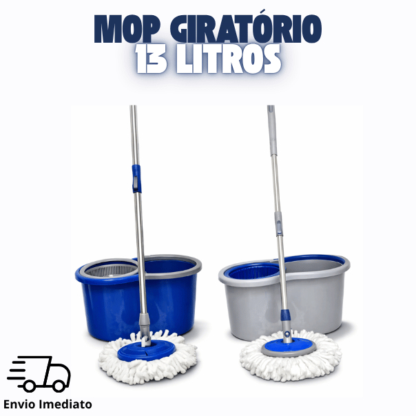 Mop Com Centrifuga Com Refil de Microfibra e Cabo em Inox 13 Litros