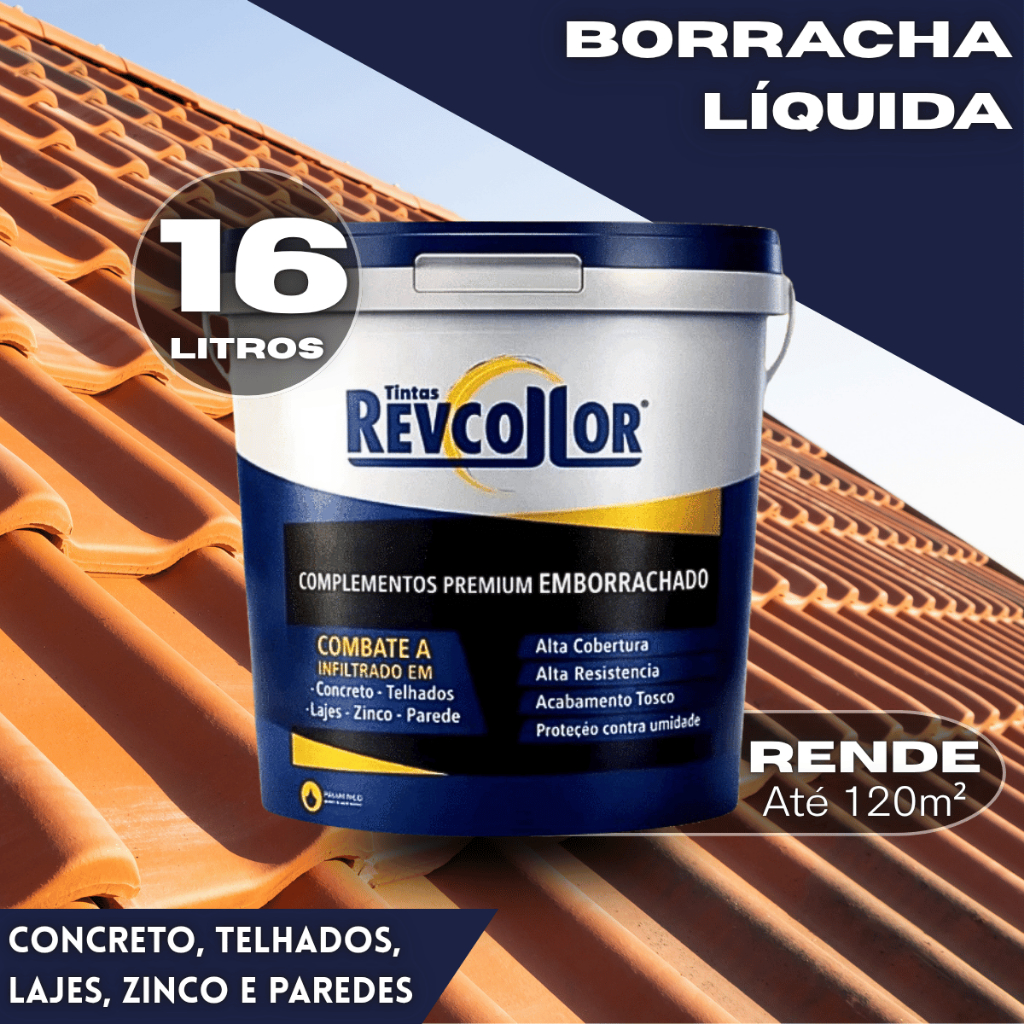 Borracha Liquida Incolor Revcollor 16L Manta Emborrachada Impermeabilizante Anti Infiltração Durável