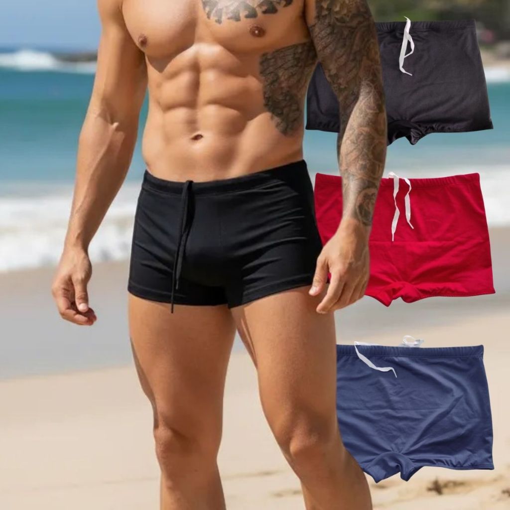 SUNGAS sunga estilo boxe com forro super segura e confortavel Proteção Uv50+