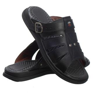 Sandália Chinelo Masculino Dois Em Um Em Couro Sintético Anti Stress Anatômico Ortopédico