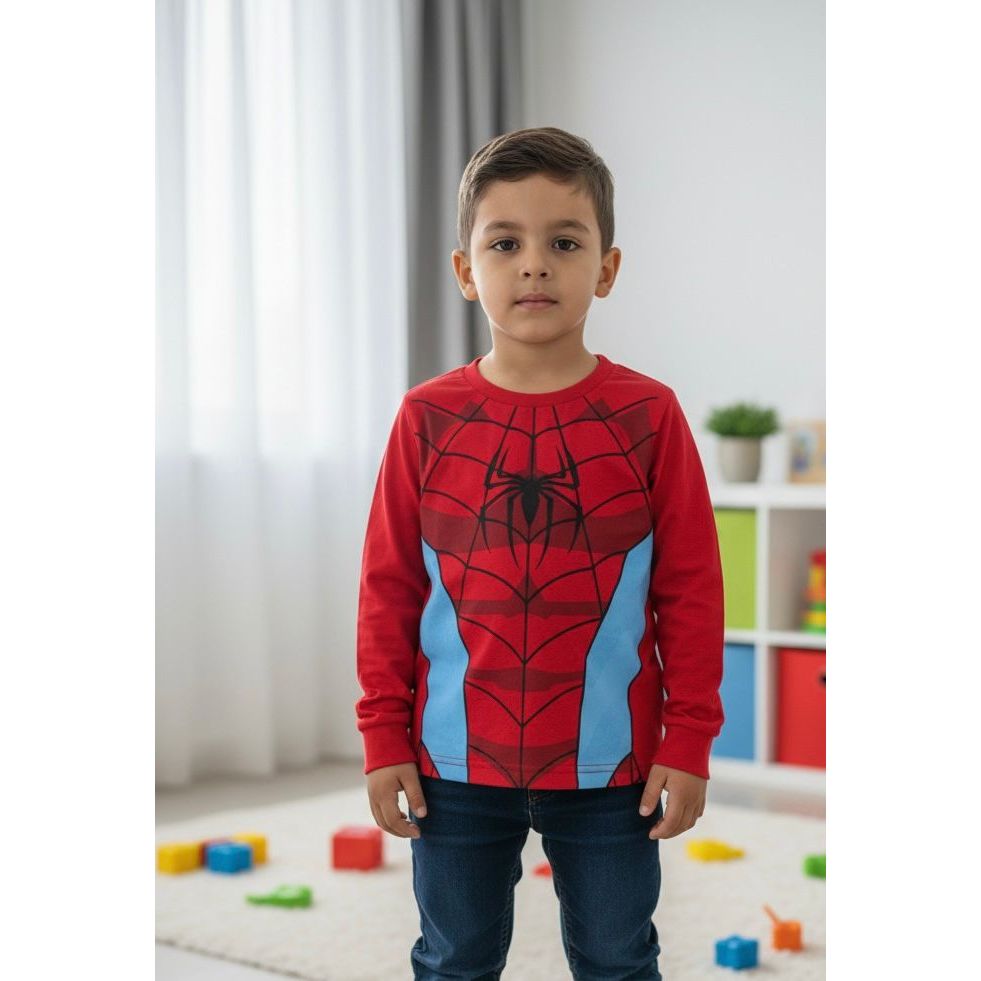 camiseta homem aranha manga longa com  punho na manga