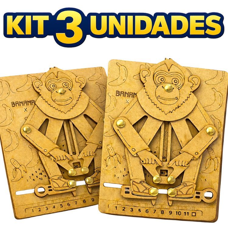 Kit 3 Brinquedo Educativo Macaco da Multiplicação Tabuada Material Pedagógico Didático Matemática