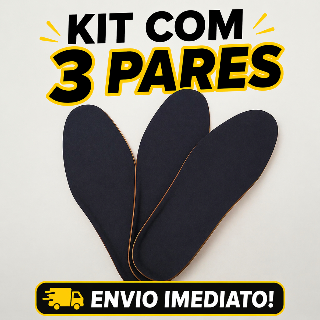Kit 3 Pares Palmilha Unissex Conforto EVA Antibacteriana Anti Odor para Qualquer tipo de Calçado