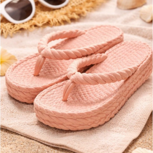 Chinelo Feminino Plataforma Trançado EVA Antiderrapante Confortável Casual Leve Verão