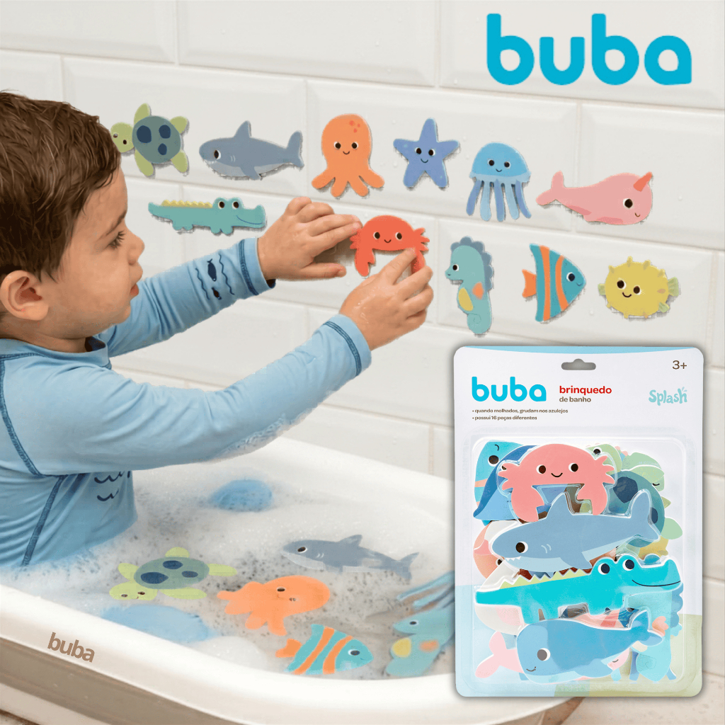 Brinquedo de Banho Splash Animais Marinhos Gruda na Parede Buba