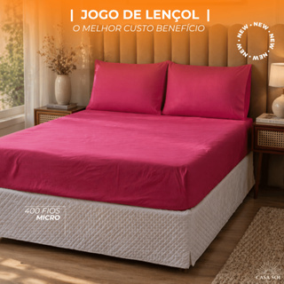 JOGO DE LENÇOL COM ELÁSTICO | ROUPA DE CAMA | DIVERSAS CORES LISAS | em Oferta na Shopee