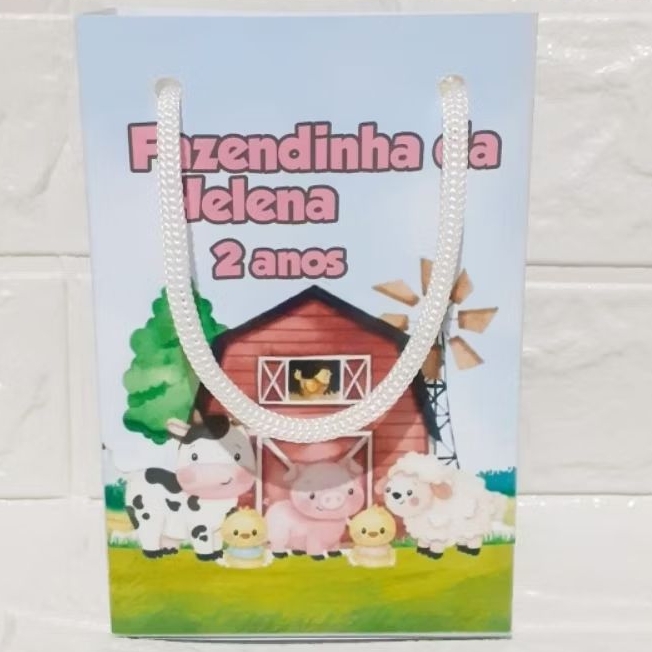 Sacolinhas Personalizadas Fazendinha Rosa| Lembrancinhas Surpresa |Festa Infantil