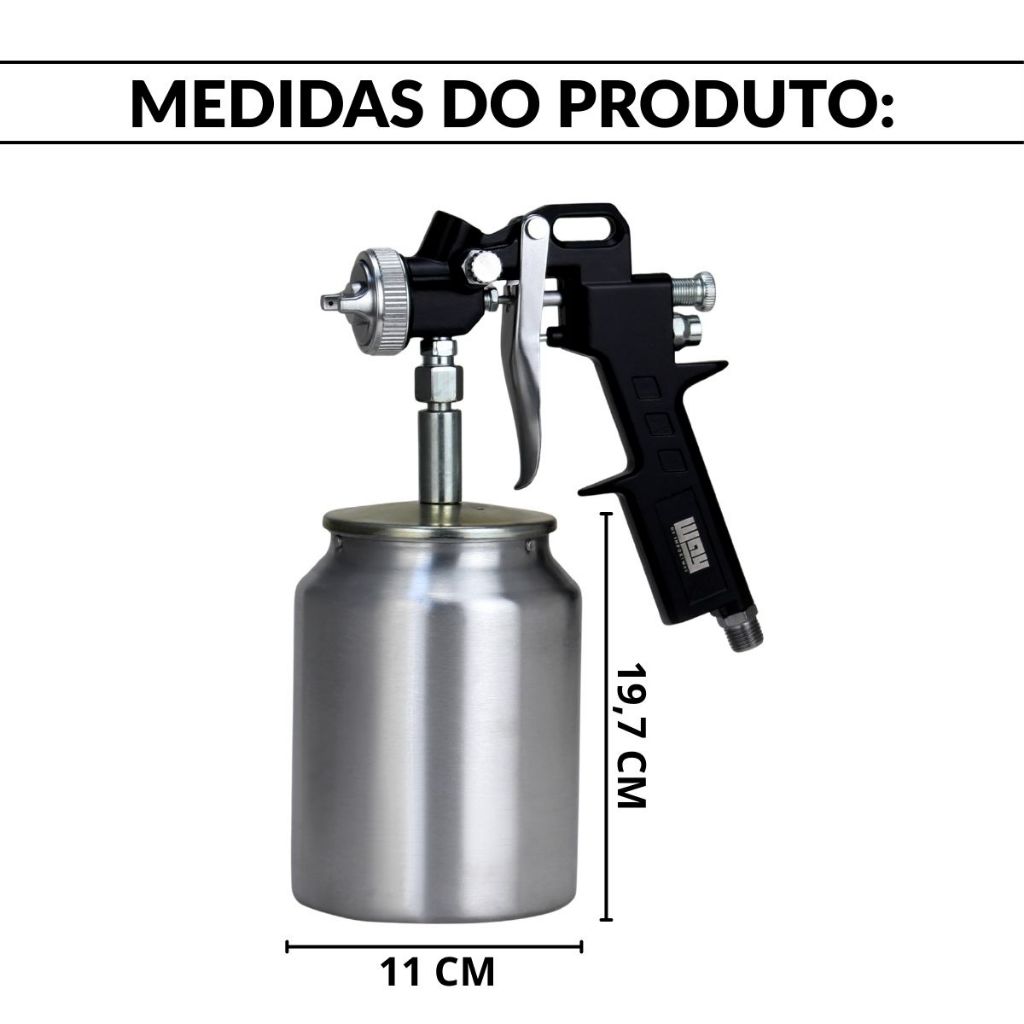 Pistola Pintura Sucção Copo 1000ml 3 Bicos 1,2 / 1,5 / 1,8mm · foto 2