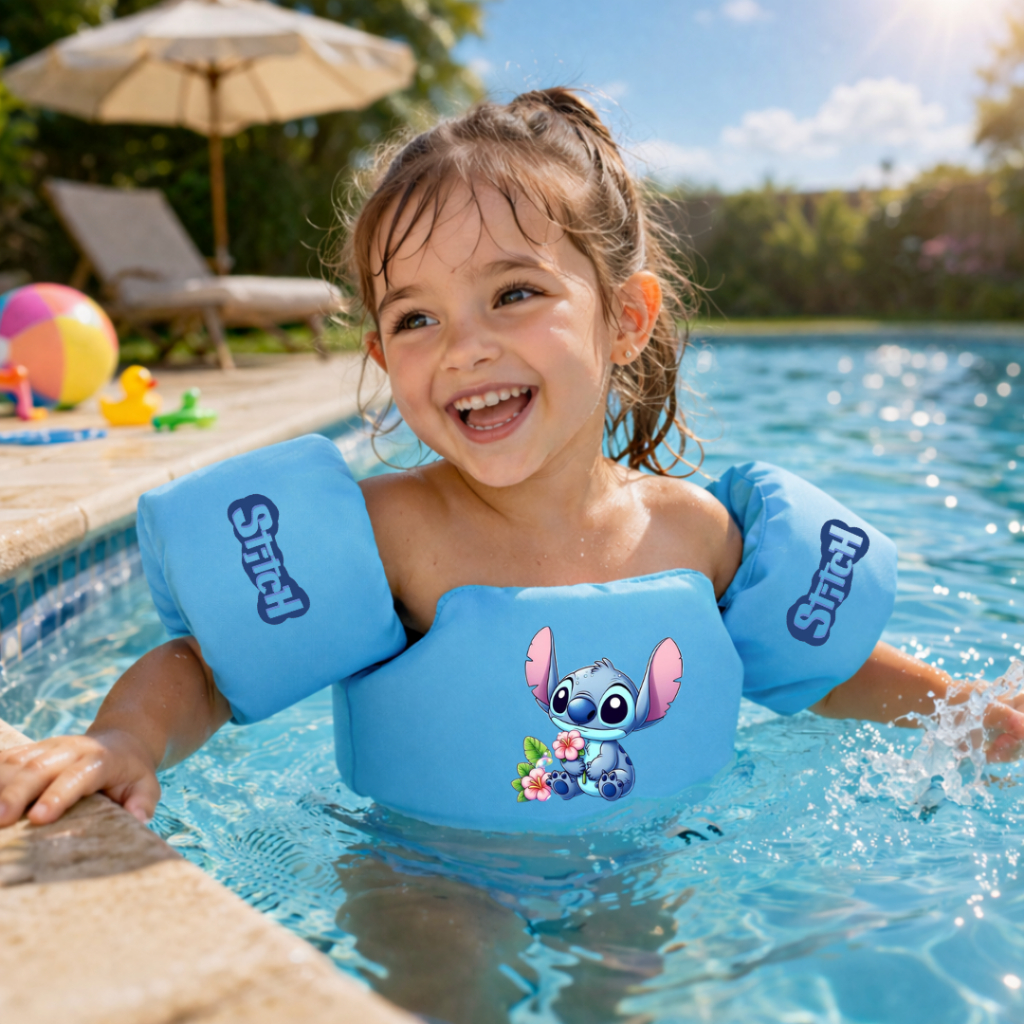 Boia Colete Para Piscina Infantil stitch  Praia Natação Não fura Não Afunda