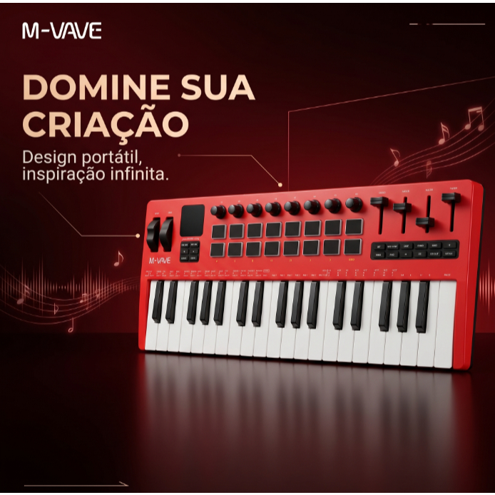 M-VAVE SMK-37 PRO Keyboard 37 key 3.5mm MIDI 16 RGB Drum Padswith Sound Source Supports Wireless Connection to Multiple