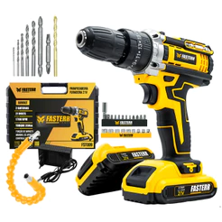Furadeira Parafusadeira De Impacto 3/8 21V Com 2 Baterias + 29 Acessórios e Maleta FST009 -Fasterr