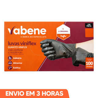 100un Luva Viniflex Preto Sem Pó Descartável P M G GG Marca Vabene em Oferta na Shopee