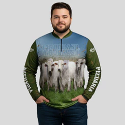 Camisa Agro Hard Fishing Plus Size Meninos da Pecuária Com Proteção Uv50+ Leve