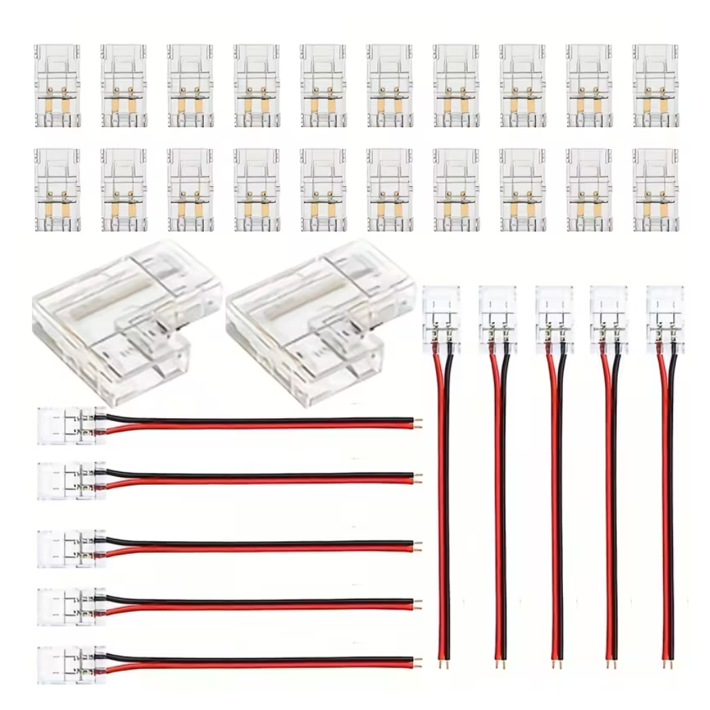Conector Fita LED 8mm 10mm Emenda Reta L Kit 10 ou 20Peças Fácil Instalação em Oferta na Shopee