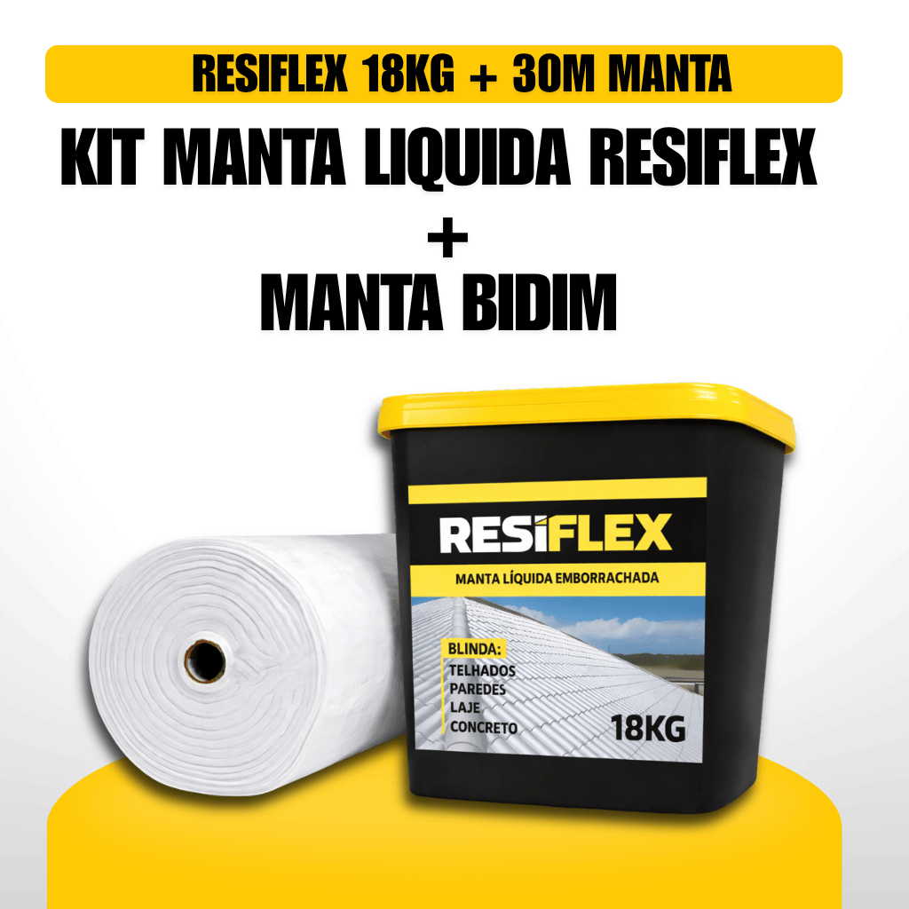 Kit manta líquida 18KG+30M Manta Bidim Tudo O Que Precisa Contra Infiltração Goteiras Telhado Laje