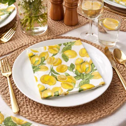 Guardanapo De Papel Decorado Limão Siciliano Amarelo Mesa Posta Toalha de Papel Mesa Posta 20 unid