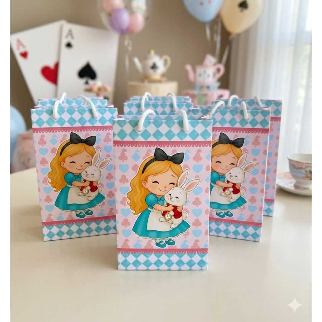 Sacolinha Personalizada P- Lembrancinhas-Envio Rápido- Alice no pais das maravilhas -pegue e monte