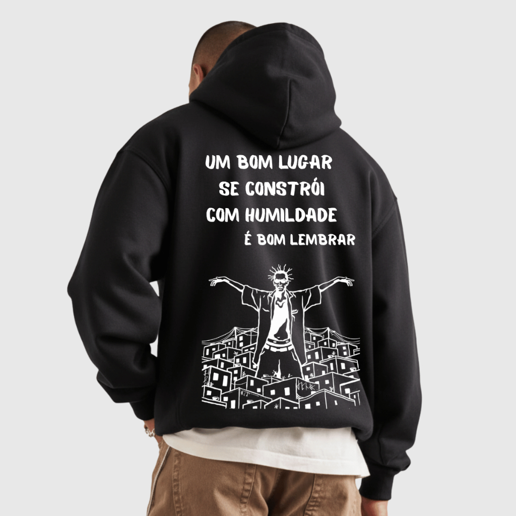 Blusa Moletom de Frio Sabotagem Rap Nacional Casaco Oversized com Capuz e Bolso Algodão Flanelado