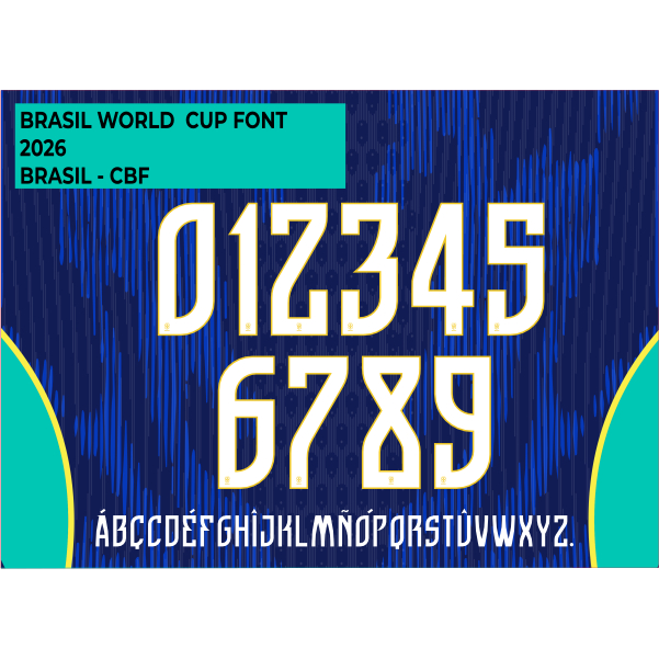 DTF-Têxtil  | Personalização Nome e Número Termocolante Para camisa de time - BRASIL CUP WORLD 2026 (AZUL)i