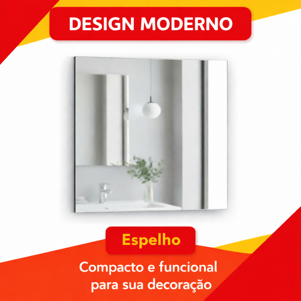Espelho De Barbear 30x20cm De Vidro 3mm + Fita Dupla Face