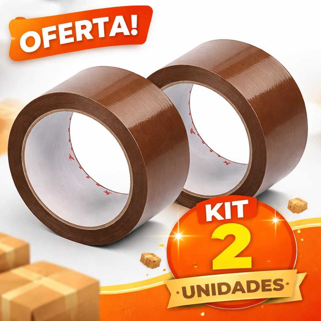 Kit 2 Fitas Adesivas Marrom 45mm x 40m Alta Resistência Para Embalagem Caixa Mudança Envio