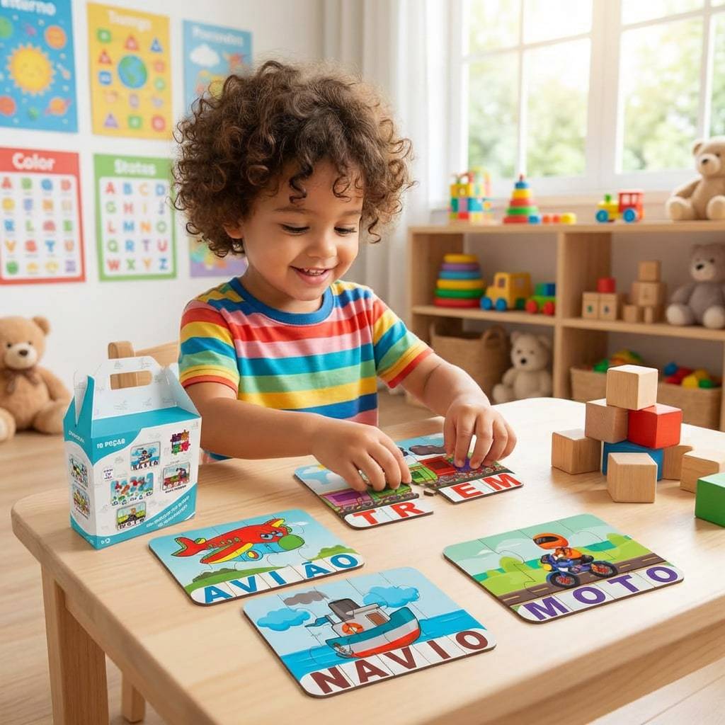 Kit de Jogo de Pedagógico de Aprender a Soletrar Para Desenvolvimento em Mdf