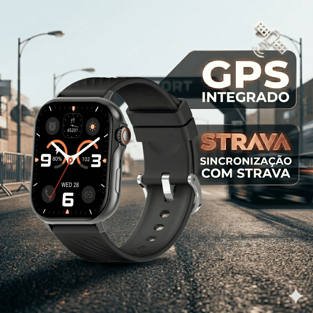 Relógio smartwatch para corrida GPS INTEGRADO conexão STRAVA Peje G08 Amoled Pulseira Extra