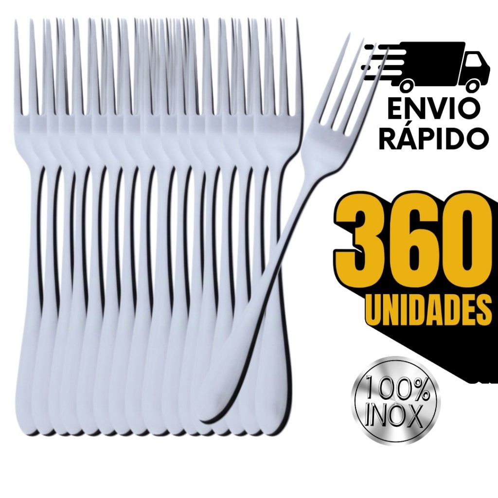 Jogo 360 Garfos Inox Talheres para Mesa, Refeições, Cozinha, churrasco Utilidades Talheres Garfos