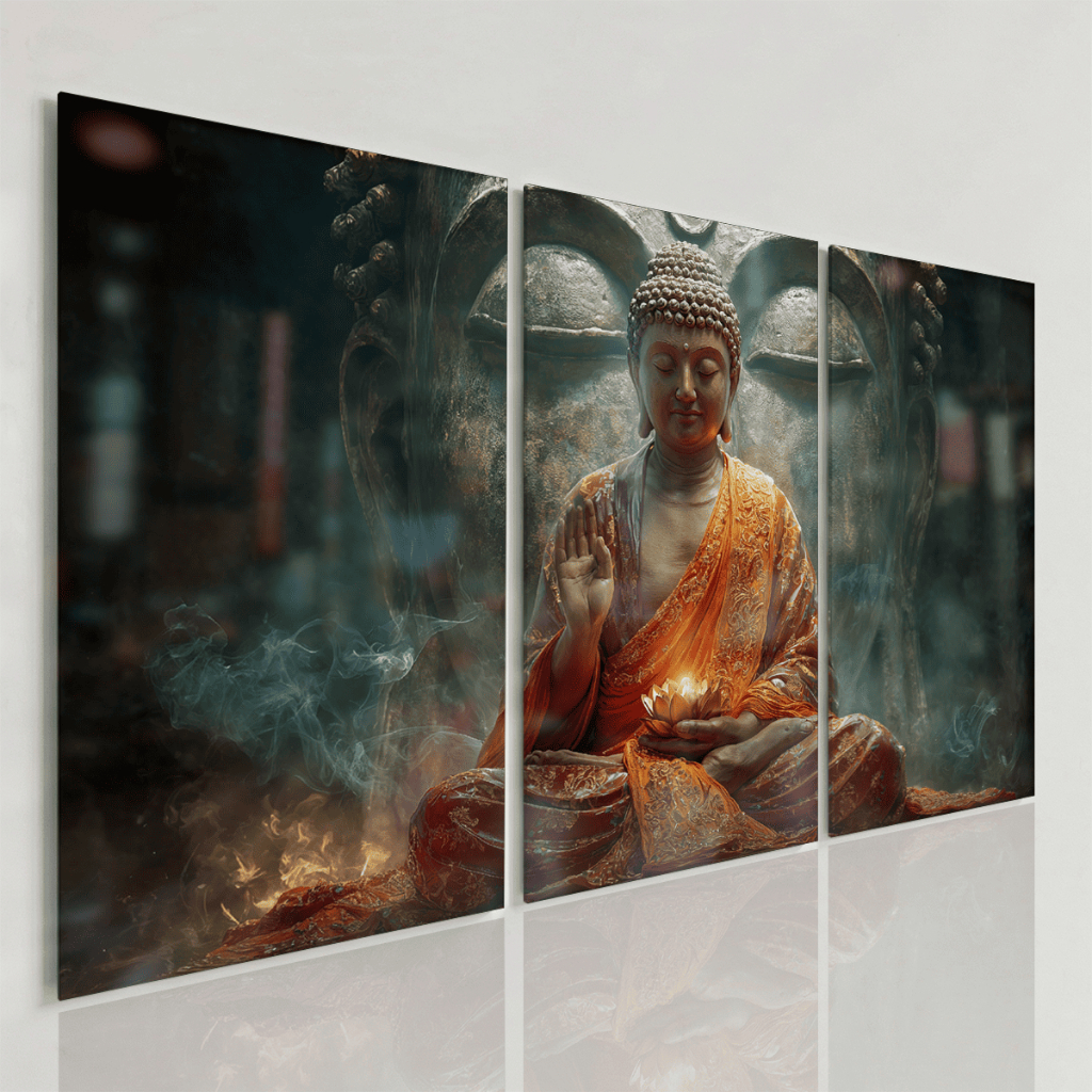 Imagem Quadros Decorativos Buda Místico Dourado Espiritual Zen Luxo Sala Quarto
