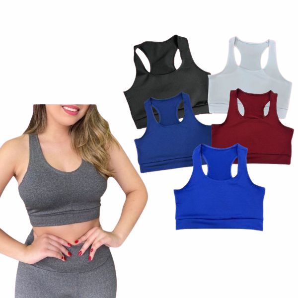 Kit 5 Ou Apenas 2 Top academia Nadador Suplex Fitness Academia Treino Corrida Roupas Femininas