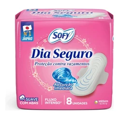 Absorvente Sofy Dia Seguro Diurno Suave Com Abas Com 8 Unidades