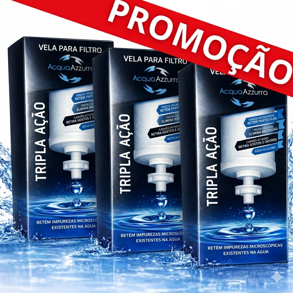03 Velas Filtro de Barro Tripla Ação Carvão Ativado Prata Coloidal - SERVE PARA TODOS FILTRO BARRO